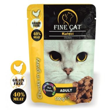 Fine Cat Pouches Adult Cat Κοτόπουλο Κομμάτια σε Σάλτσα