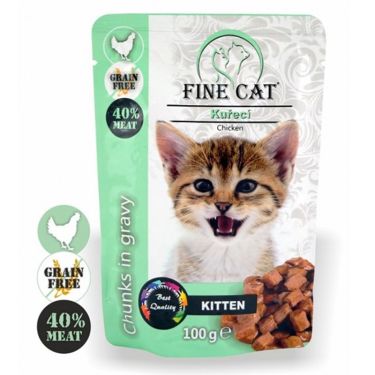 Fine Cat Pouches Kitten Κοτόπουλο Κομμάτια σε Σάλτσα